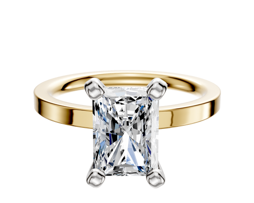 14K Two Tone 4 Prong Classic Flat 2.0mm Engagement Ring