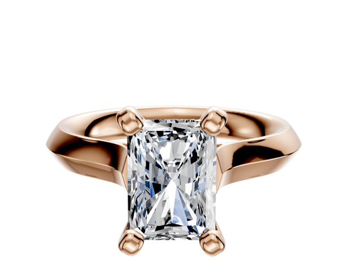 14K Rose Gold 4 Prong Cathedral Knife Edge 3.0mm Engagement Ring