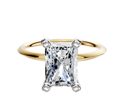 14K Two Tone 4 Prong Classic Knife Edge 1.5mm Engagement Ring