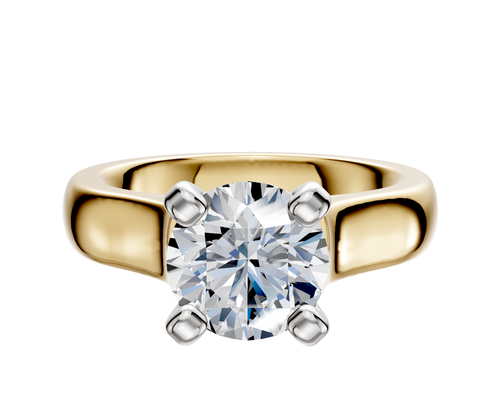 14K Two Tone 4 Prong Cathedral Dome 4.0mm Engagement Ring