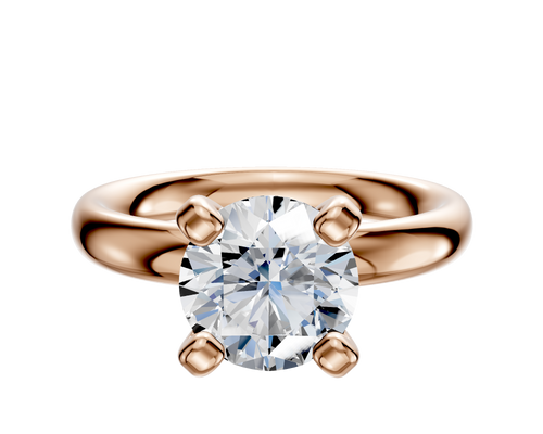 14K Rose Gold 4 Prong Classic Dome 3.0mm Engagement Ring