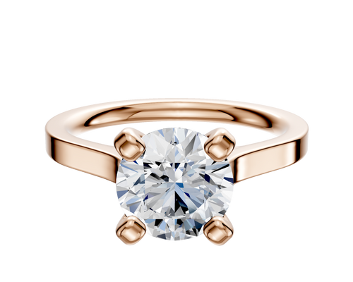 14K Rose Gold 4 Prong Cathedral Flat 2.0mm Engagement Ring