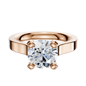 14K Rose Gold 4 Prong Cathedral Flat 3.0mm Engagement Ring