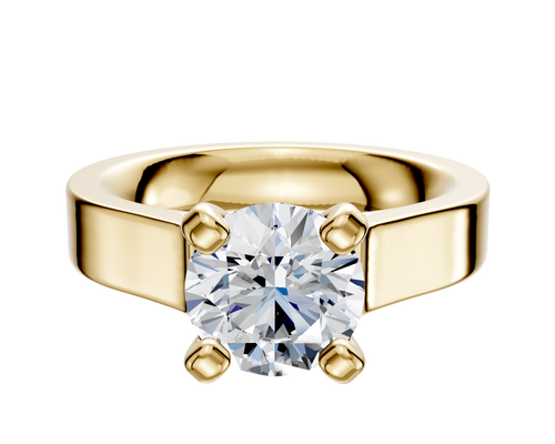 14K Yellow Gold 4 Prong Cathedral Flat 4.0mm Engagement Ring