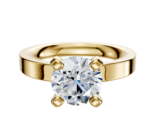 14K Yellow Gold 4 Prong Classic Flat 3.0mm Engagement Ring