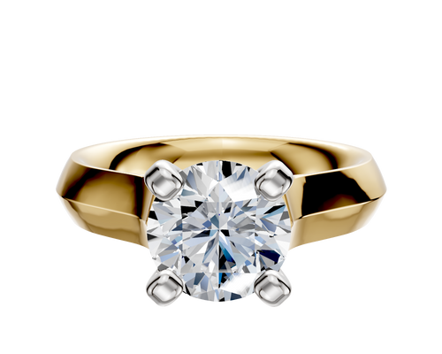 14K Two Tone 4 Prong Cathedral Knife Edge 4.0mm Engagement Ring