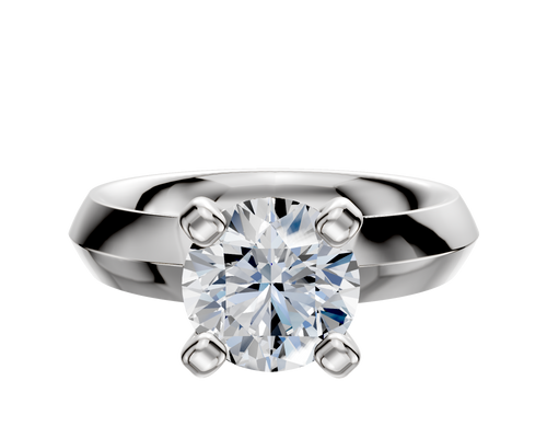 18K White Gold 4 Prong Classic Knife Edge 4.0mm Engagement Ring