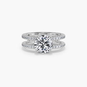 The Double Band All Pavé Hidden Halo Lab Diamond Engagement Ring