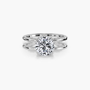 The Double Band Pavé Collar and Hidden Halo Lab Diamond Engagement Ring