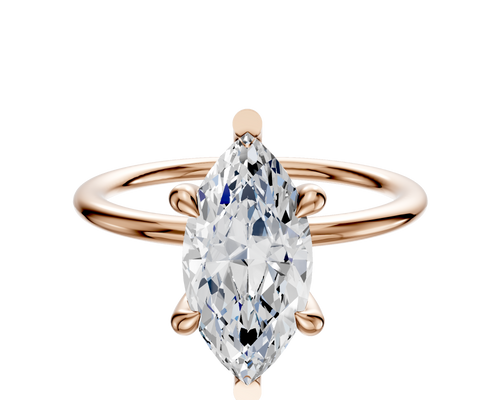 14K Rose Gold 6 Prong Basket Classic Dome 1.5mm Engagement Ring