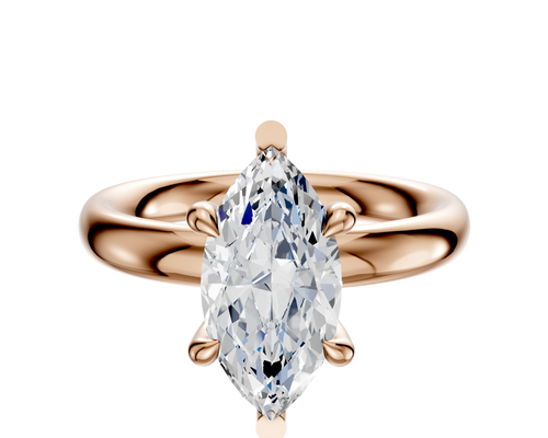 14K Rose Gold 6 Prong Basket Classic Dome 3.0mm Engagement Ring