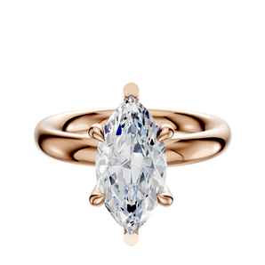 14K Rose Gold 6 Prong Basket Classic Dome 3.0mm Engagement Ring