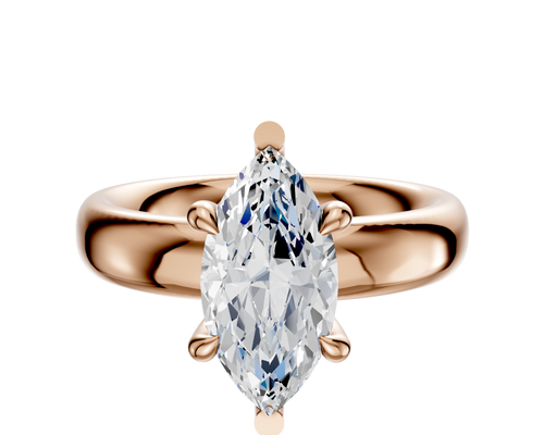 14K Rose Gold 6 Prong Basket Classic Dome 4.0mm Engagement Ring