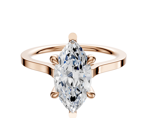 14K Rose Gold 6 Prong Basket Cathedral Flat 1.5mm Engagement Ring