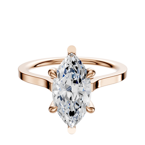 14K Rose Gold 6 Prong Basket Cathedral Flat 1.5mm Engagement Ring