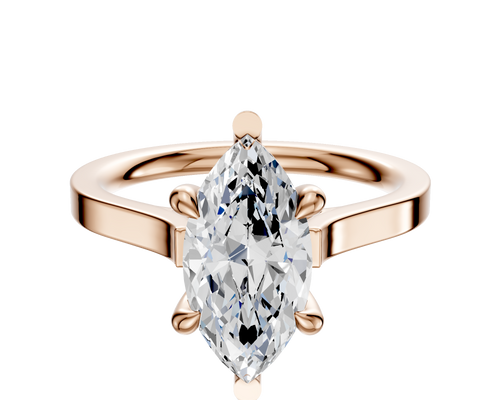 14K Rose Gold 6 Prong Basket Cathedral Flat 2.0mm Engagement Ring