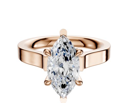 14K Rose Gold 6 Prong Basket Cathedral Flat 3.0mm Engagement Ring