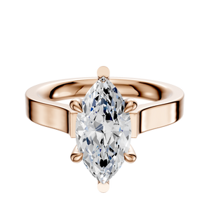 14K Rose Gold 6 Prong Basket Cathedral Flat 3.0mm Engagement Ring