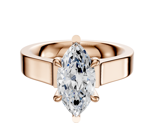 14K Rose Gold 6 Prong Basket Cathedral Flat 4.0mm Engagement Ring