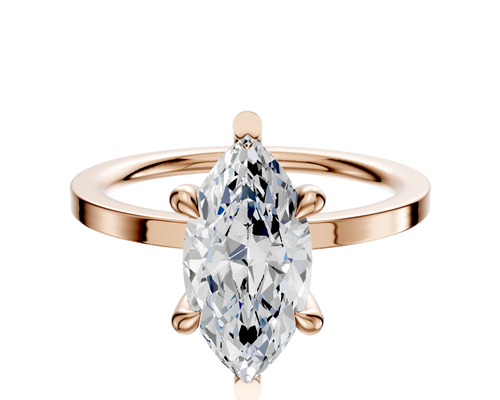 14K Rose Gold 6 Prong Basket Classic Flat 1.5mm Engagement Ring