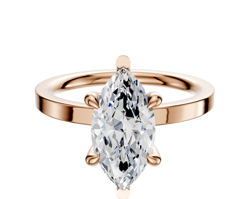 14K Rose Gold 6 Prong Basket Classic Flat 2.0mm Engagement Ring