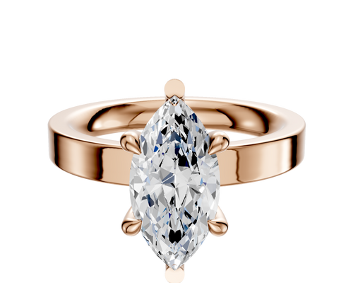 14K Rose Gold 6 Prong Basket Classic Flat 3.0mm Engagement Ring