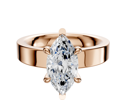 14K Rose Gold 6 Prong Basket Classic Flat 4.0mm Engagement Ring