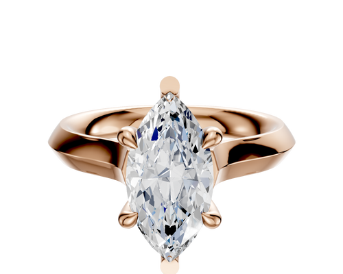 14K Rose Gold 6 Prong Basket Cathedral Knife Edge 3.0mm Engagement Ring