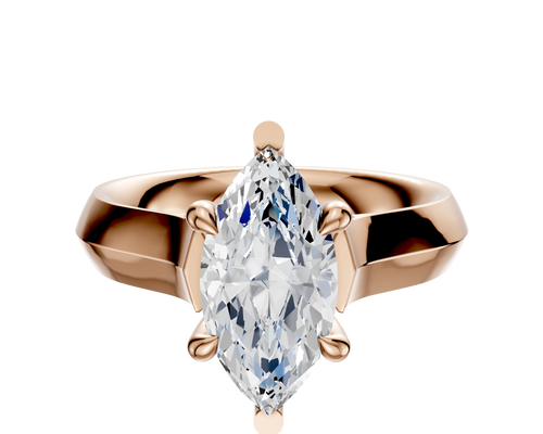 14K Rose Gold 6 Prong Basket Cathedral Knife Edge 4.0mm Engagement Ring