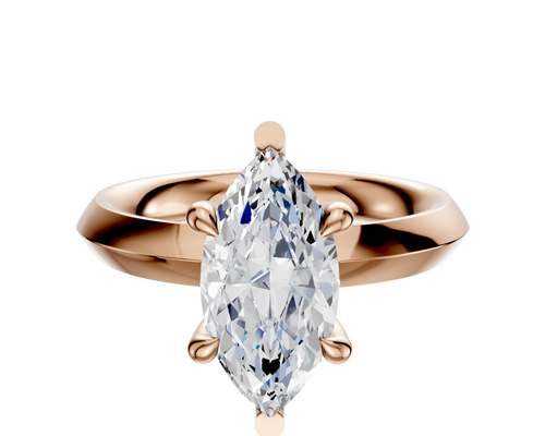 14K Rose Gold 6 Prong Basket Classic Knife Edge 3.0mm Engagement Ring