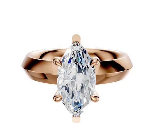 14K Rose Gold 6 Prong Basket Classic Knife Edge 4.0mm Engagement Ring