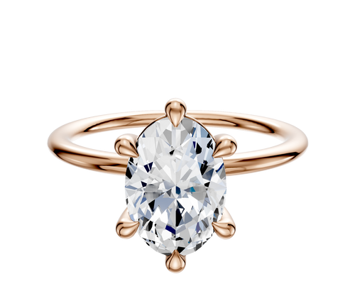 14K Rose Gold 6 Prong Basket Classic Dome 1.5mm Engagement Ring