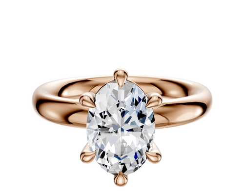 14K Rose Gold 6 Prong Basket Classic Dome 3.0mm Engagement Ring