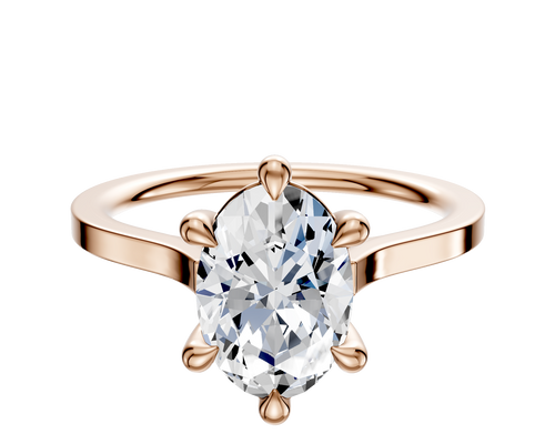 14K Rose Gold 6 Prong Basket Cathedral Flat 1.5mm Engagement Ring