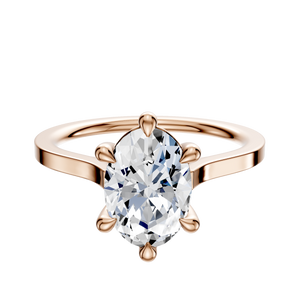 14K Rose Gold 6 Prong Basket Cathedral Flat 1.5mm Engagement Ring