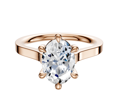 14K Rose Gold 6 Prong Basket Cathedral Flat 2.0mm Engagement Ring