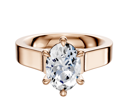 14K Rose Gold 6 Prong Basket Cathedral Flat 4.0mm Engagement Ring