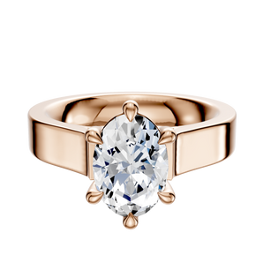 14K Rose Gold 6 Prong Basket Cathedral Flat 4.0mm Engagement Ring