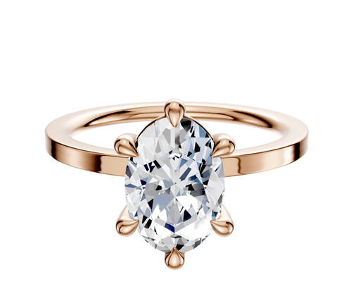 14K Rose Gold 6 Prong Basket Classic Flat 1.5mm Engagement Ring