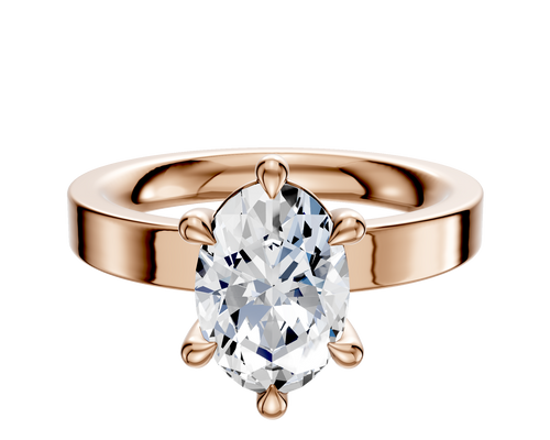 14K Rose Gold 6 Prong Basket Classic Flat 3.0mm Engagement Ring