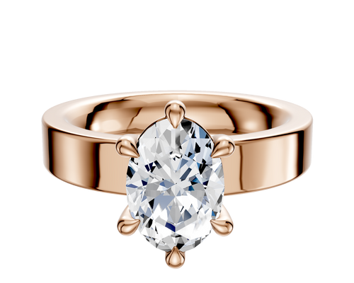 14K Rose Gold 6 Prong Basket Classic Flat 4.0mm Engagement Ring