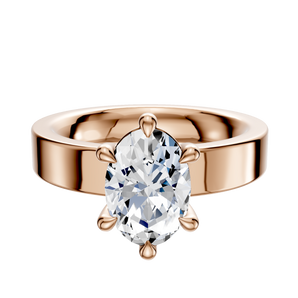 14K Rose Gold 6 Prong Basket Classic Flat 4.0mm Engagement Ring