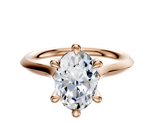 14K Rose Gold 6 Prong Basket Cathedral Knife Edge 2.0mm Engagement Ring