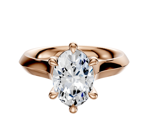 14K Rose Gold 6 Prong Basket Cathedral Knife Edge 3.0mm Engagement Ring