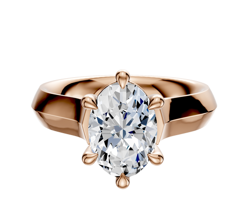 14K Rose Gold 6 Prong Basket Cathedral Knife Edge 4.0mm Engagement Ring