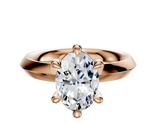 14K Rose Gold 6 Prong Basket Classic Knife Edge 3.0mm Engagement Ring