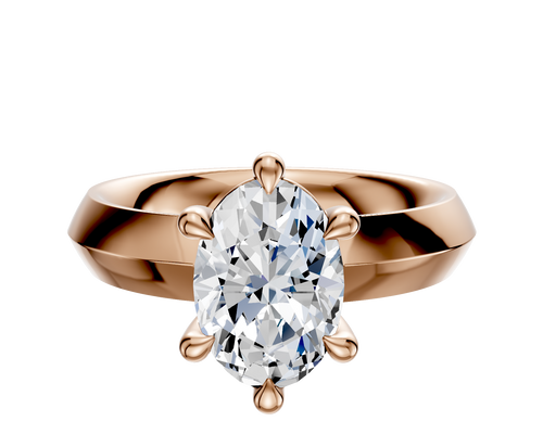 14K Rose Gold 6 Prong Basket Classic Knife Edge 4.0mm Engagement Ring