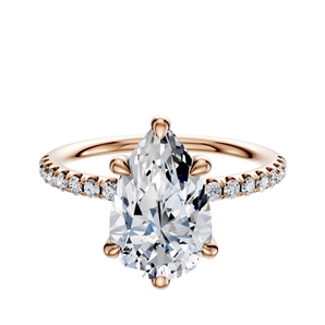 14K Rose Gold 6 Prong Basket Classic Dome 1-Row-Pave 2.5mm Engagement Ring