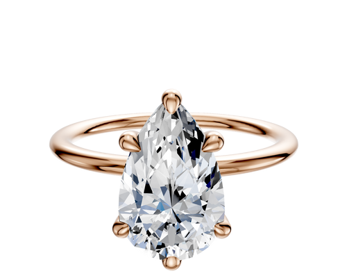 14K Rose Gold 6 Prong Basket Classic Dome 1.5mm Engagement Ring