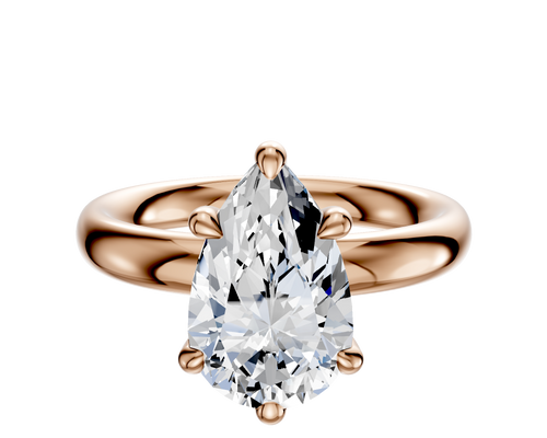 14K Rose Gold 6 Prong Basket Classic Dome 3.0mm Engagement Ring